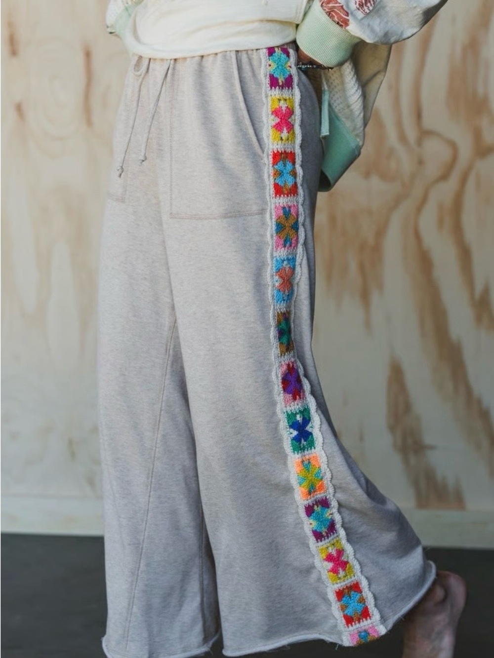 Three Bird Nest The Nest Love Seeker Crochet Panel Pants Boho Lounge Pants